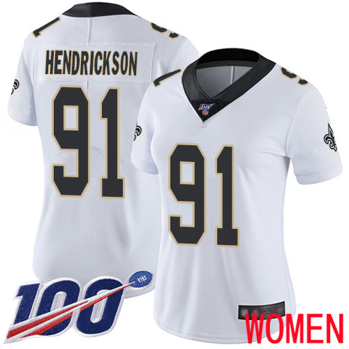 New Orleans Saints Limited White Women Trey Hendrickson Road Jersey NFL Football 91 100th Season Vapor Untouchable Jersey